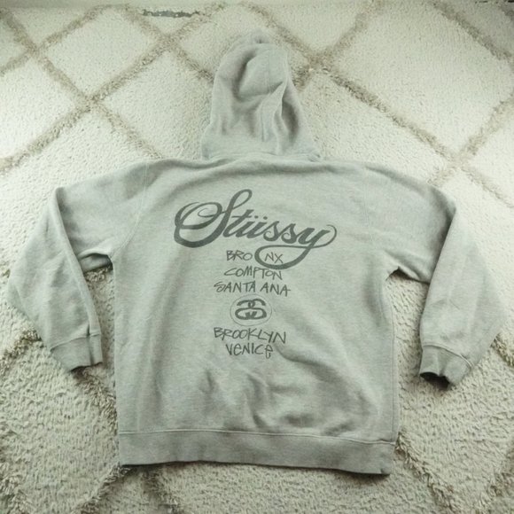 Stussy Other - Stussy Hoodie Mens Small Gray Pullover Spell Out FLAW